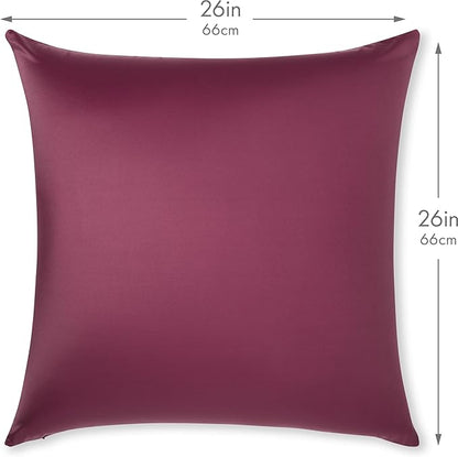 PILLOWY 26x26 Throw Pillow - Burgundy - Merlot: 1Pcs Luxurious Premium Microbead Pillow with 85/15 Nylon/Spandex Fabric. Forever Fluffy, Outstanding Beauty & Support. Silky, Soft & Beyond Comfortable