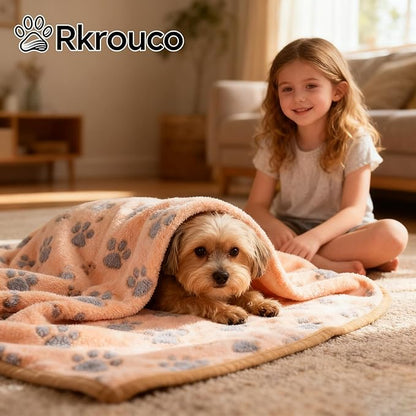 Three Piece Pet Blanket Set for Dogs Cats Soft Comfy Puppy and Kittens Bed Blanket Fluffy Fleece Pets Throw with Cute Patterns (Large 41x30 inch, Colored Paws)