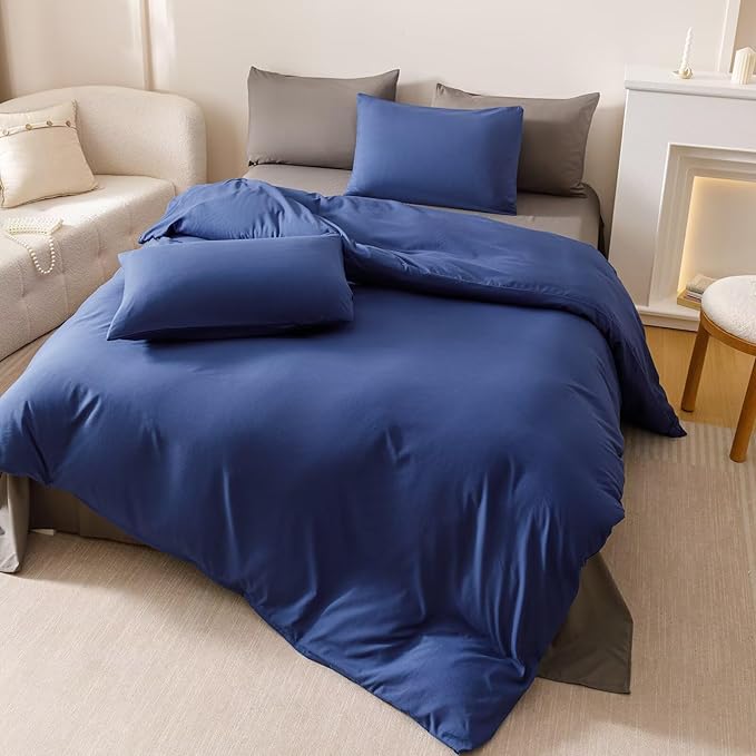 Cottonight Royal Blue Comforter Sets Full Bright Blue Bedding Comforter Full Size Quilts Blanket Ultra Soft Breathabe Solid Bedding Set for Women Men Adults Teens