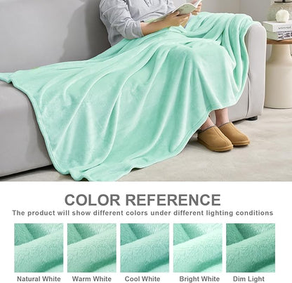 Hansleep Fleece Lake Green Throw XL Blanket, Super Soft Flannel Fuzzy Plush Cozy Blanket for All Seasons, Lake Green, Throw XL 50x70 Inches
