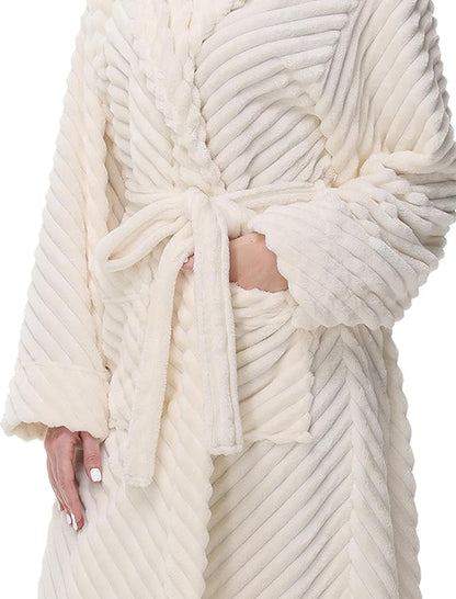 Yurhap Premium Robes for Women - Super Soft Cozy Fleece Womens Robe Plush Long Bathrobe