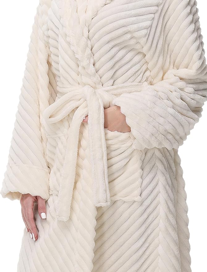 Yurhap Premium Robes for Women - Super Soft Cozy Fleece Womens Robe Plush Long Bathrobe