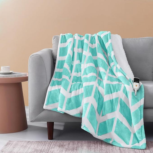 VENTIMI Electric Blanket Heated Throw, 62" x 84" Heated Blanket with 9 Heat Levels & 2 to 10 Hours Auto Off, Fast Heating Blankets with ETL & FCC Certification, Green