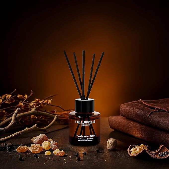 Reed Diffusers for Home – Frankincense Spice Aroma Diffuser with Essential Oils, Formula, Long Lasting Scent for Bedroom, Living Room, Bathroom, or Office – 50ml