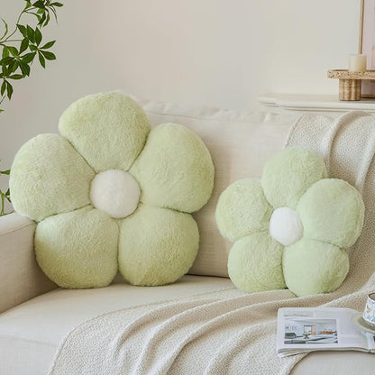 Zlgkjk Flower Pillows, Decorative Throw Pillow with Soft Plush for Couch Bed, Cute Daisy Pillow Cushion Home Decor Floral Throw Pillow (Green, 14.9 Inches)