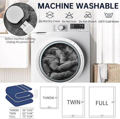 Electric Heated Blanket Twin - 62" x 84" Heating Blanket Throw House Warming Gifts New Home, Ultra Soft Warm Flannel Sherpa Fast Heat,8 Heat Level 10 Hours Auto-Off ETL Certified