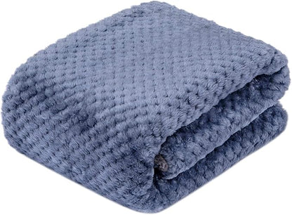 DG Plush Fleece Receiving Blanket for Dog, Cat, and Pet - Warm and Soft, 32" x 40", Smoked Blue