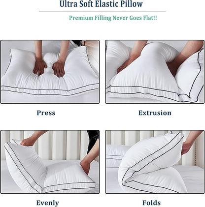 Gehannah Bed Pillows for Sleeping, Luxury Plush Soft Pillow with Home and Hotel, Breathable Microfiber Cover Skin-Friendly Pillows for Side Back Sleepers (White, Standard (Pack of 4))
