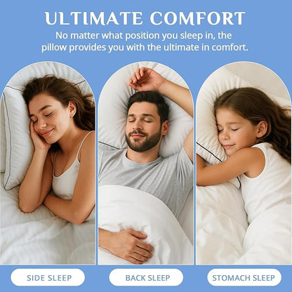 JOLLYVOGUE Standard Size Bed Pillow 1-Pack, Single Pillow for Sleeping, Breathable and Supportive with Down Alternative Fill, Hotel Collection Pillow for Side, Back, and Stomach Sleepers