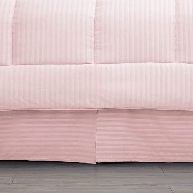 King Size Comforter Set 8 Piece Bed in a Bag with Bed Skirt, Fitted Sheet, Flat Sheet, 2 Pillowcases, 2 Pillow Shams, King, Dobby Pale Pink