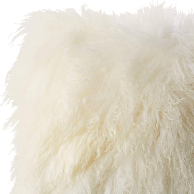 SARO LIFESTYLE Mongolian Lamb Fur Poly Filled Throw Pillow