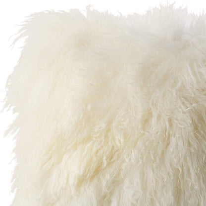 SARO LIFESTYLE Mongolian Lamb Fur Poly Filled Throw Pillow