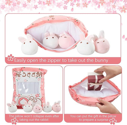 Civaner Cute Plush Pillow Kawaii Room Decor Throw Pillow Removable Stuffed Animal Fluffy Christmas Home Decor Gifts(Bunny)