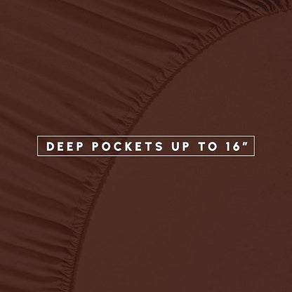 Elegant Comfort 8-Piece Pinch Pleated Comforter Set -All Season Complete Bed in a Bag, Includes 4pc Smart Sheet Set, Bed Skirt, Comforter, Matching Pillowcases and Shams, Twin/Twin XL, Chocolate Brown