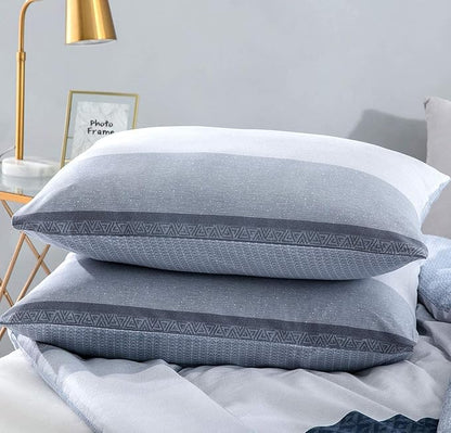 SLEEPBELLA Comforter Twin Size, 600 Thread Count Cotton White and Navy Striped Patchwork Reversible Pattern Reversible Blue Comforter Set,Down Alternative Bedding Set 2Pcs (Twin, Blue Patchwork)