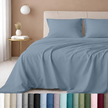 California Design Den 5-Star Hotel-Quality Twin Sheet Set, 100% Cotton Sateen, 600 Thread Count Deep Pocket Twin Sheets, Soft Hotel-Quality Bedding with Sateen Weave - Pastel Blue