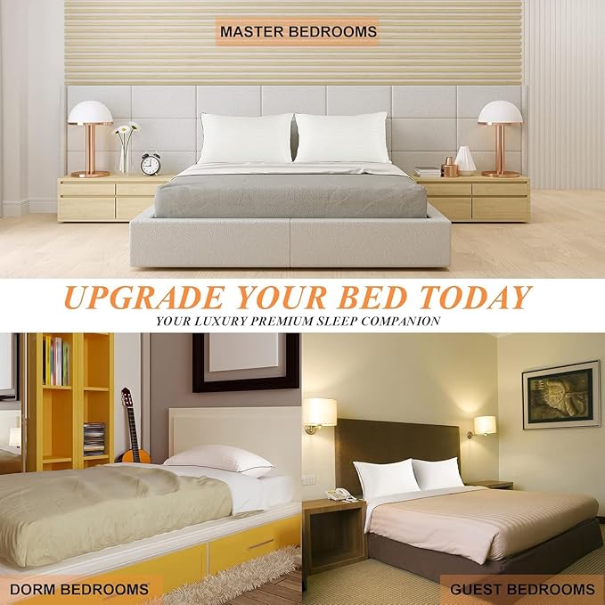 Bed Pillows Standard Size Set of 4, Luxury Hotel Pillows with Soft Fluffy Down Alternative Filling Sleeping Pillows for Back, Stomach and Side Sleepers