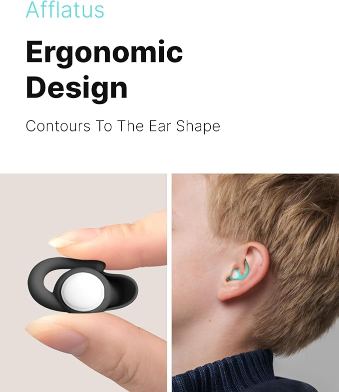 Afflatus Kids Ear Plugs for Sleeping and Small Ear Canls, Age 10-17, Comfort Earplugs for Small Ears, Sleep, Noise Reduction, Concerts, Reusable, Washable (Size S, Pairs*2) (Pack in Bag)