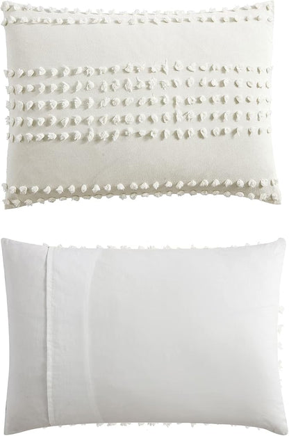 Swift Home Marilla 100% Cotton Prewashed Yarn-Dyed Dobby Clip Dot 5-Piece Bedding Comforter Set, All Season & Breathable, Oeko-TEX Certified – Ivory, Full/Queen