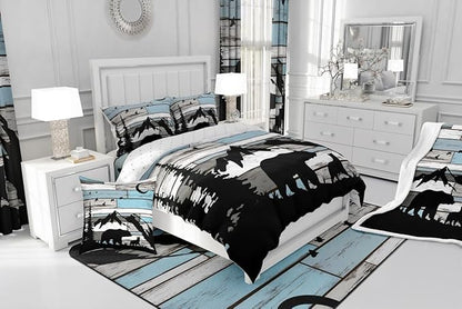 Feelyou Deer Comforter Set for Girls Boys Kids Deer Hunting Bedding Set Room Decorative Western Rustic Forest Animal Print Bedding Set Canbin Deer Brown Duvet Set Queen Size 3pcs Quilt Set