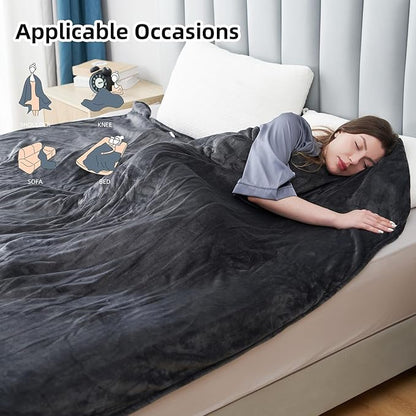 Electric Heated Blanket Twin Size 62"x84", Fast Heating Throw, Soft Plush Microplush for Bed & Couch, 10 Hours Auto Off & 5 Heating Levels, Machine Washable, Gifts for Grandma & Family-Mist Gray