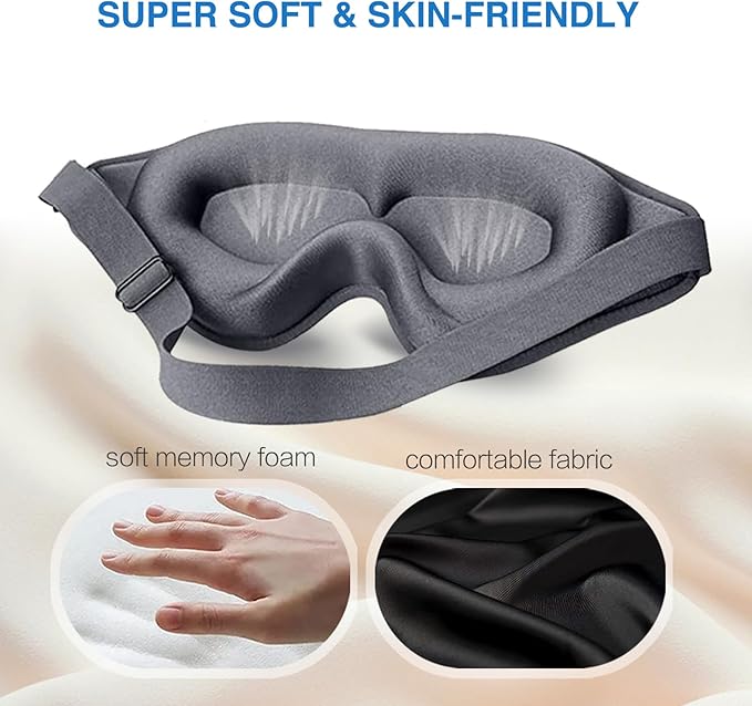 2 Pack Eye Mask for Sleeping - AUPHIL 3D Contoured Eye Mask with Eye Cup Blackout Sleeping Mask, Zero Pressure Eye Cover Sleep Mask for Women Men Side Sleeper 100% Light Blocking Blindfold