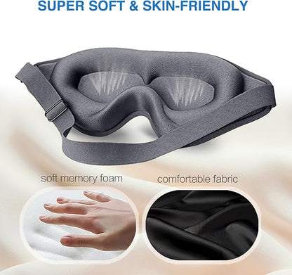2 Pack Eye Mask for Sleeping - AUPHIL 3D Contoured Eye Mask with Eye Cup Blackout Sleeping Mask, Zero Pressure Eye Cover Sleep Mask for Women Men Side Sleeper 100% Light Blocking Blindfold