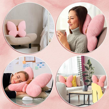Sratte 2 Pack Butterfly Pillows Pink Throw Pillows Soft Stuffed Seat Cushion Pad Decorative Plush Pillow for Bedroom, Living Room Sofa Couch Bed Girls Nursery Home Decor Gift