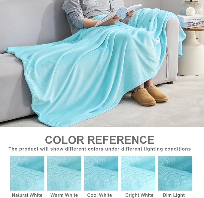 Hansleep Fleece Robin Egg Blue Full Blanket, Super Soft Flannel Fuzzy Plush Cozy Blanket for All Seasons, Robin Egg Blue, Full 84x90 Inches