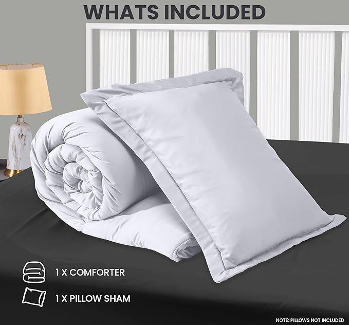 Twin Comforter Set 2 Piece White by Utopia Bedding, Comforters Twin Size, Bedding Comforters Sets, Down Alternative Soft Bed Set, 1 Comforter (64 x 88 inches) 1 Pillow Shams (20 x 26 inches)