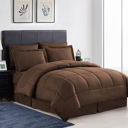 8 Piece Comforter Set Bag with Greek Key Design (Pack of 3, 24 Count Total)