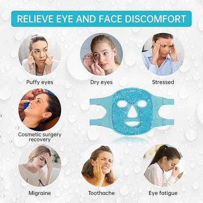 Cold Face Eye Mask Ice Pack Reduce Facial Puff, Dark Circles, Gel Hot Heat Cold Compress Pack, Face SPA Gift for Woman Sleeping, Pressure, Headaches, Skin Care, Post Laser Cosmetic Care[Blue]