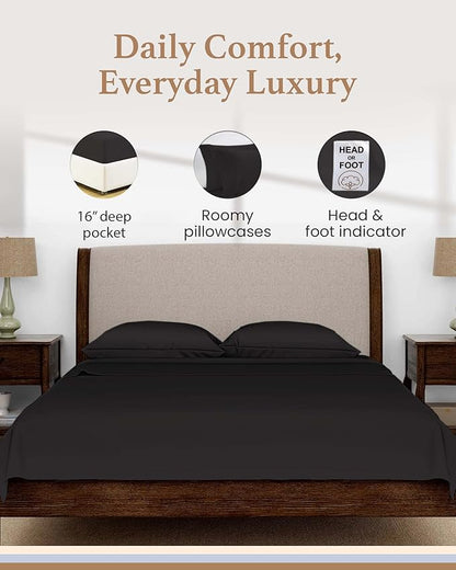 Good Sleep Bedding Luxurious Dark Gray RV King Sheets 72 x 75-100% Egyptian Cotton, 4 Piece Set - Ultra Soft, 16" Deep Pockets