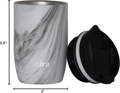 MIRA 12 oz Travel Coffee Mug - Insulated Stainless Steel Tumbler with Screw Lid - French Granite