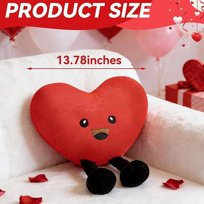 Valentine's Day Heart Pillow,Cute Red Heart Pillow Plush,Fluffy Decorative Heart Throw Pillow,Valentines Day Gifts for Her,Heart Plush for Girl Friends Birthday Mother's Day(15 Inches)