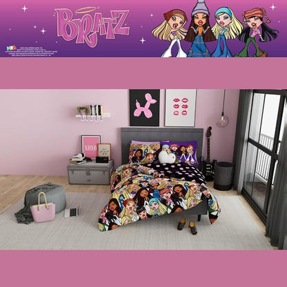 Bratz Fashion Bedding 7 Piece Super Soft Reversible Comforter and Sheet Set with Sham, Full, (100% Official Licensed Product) by Franco