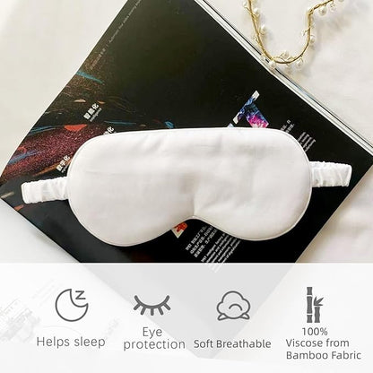 HBHLFZ Sleep Mask 2 Pack - Bamboo Viscose Fiber Sleeping Eye Mask - with Elastic Band/Headband - Comfort Sleeping Shade - for Nighttime Sleeping, Traveling & Napping（White）