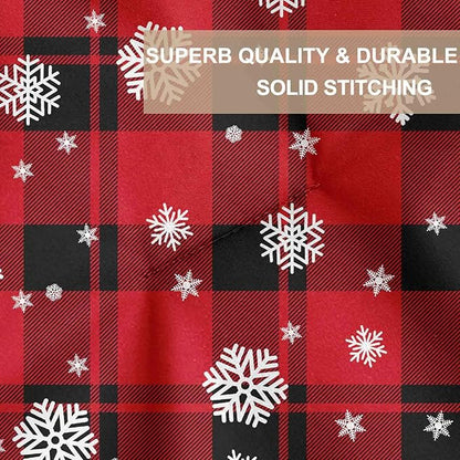 Nanko Merry Christmas Queen Size Comforter Set, Red and Black Grid Plaid Buffalo Check White Snowflake Pattern Reversible Down Alternative New Year Modern Bed Bedding Set for Women Men 90x90