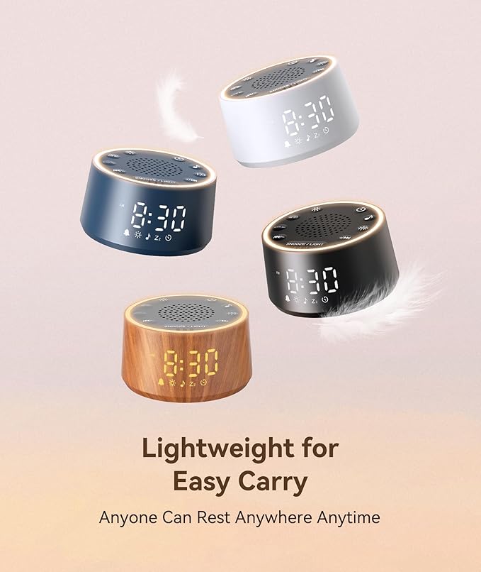 Dreamegg Baby Sound Machine with Nursery Lamp, 25 Soothing Sounds, Alarm Clock, Dimmable Night Light, White Noise Machine for Sleep Sound Machine, Baby Shower Gifts Must Haves, Wood