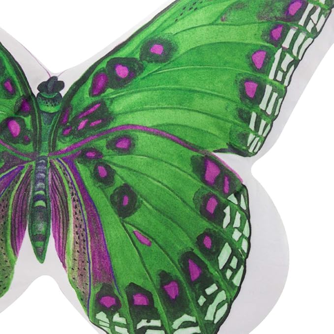 JWH 3D Butterfly Accent Pillow Case Stuffed Plush Animal Decorative Throw Pillow Cover Soft Pillowcase Girls Gift Cushion for Bed Sofa Couch Bedroom 13x15 Inch Green Purple