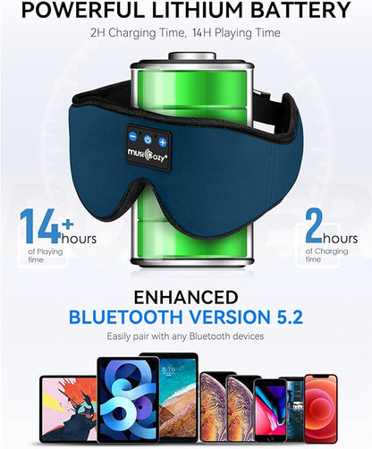 MUSICOZY Sleep Headphones Bluetooth 5.4 Headband Sleeping Eye Mask for Mom Women Men Wireless Music Earbuds Earphones for Side Sleepers Built-in HD Speakers Cool Gadgets Unique Gifts