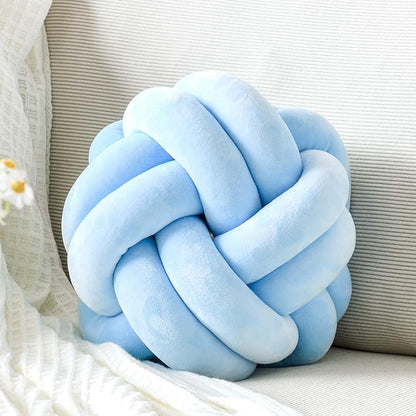 Uvvyui Knot Pillow Ball, Soft Blue Home Decor Knotted Pillows, Cute 11" Knot Pillow Round Velvet Plush Throw Pillow, Aesthetic Decorative Pillows for Bed, Floor, Couch, Bedroom