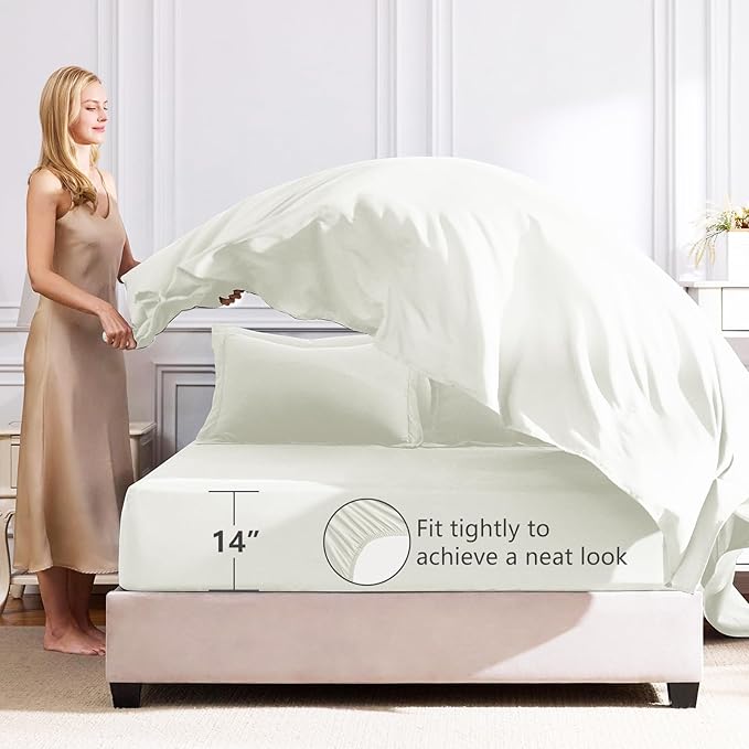 CozyLux Full Size Comforter Sets Ivory - 7 Pieces Bed in a Bag Full, Luxury Soft Bed Set for All Seasons, Bedding Set with Down Alternative Comforter, Sheets, Pillowcases & Shams