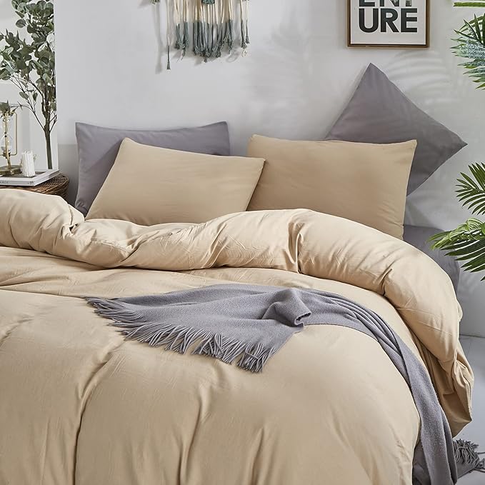 Pureant Beige Comforter Set California King Solid Champagne Bedding Comforter Sets Light Brown Cal King Blanke for Women Men Khaki Taupe Quilt Soft Breanthable Tan Sand Color