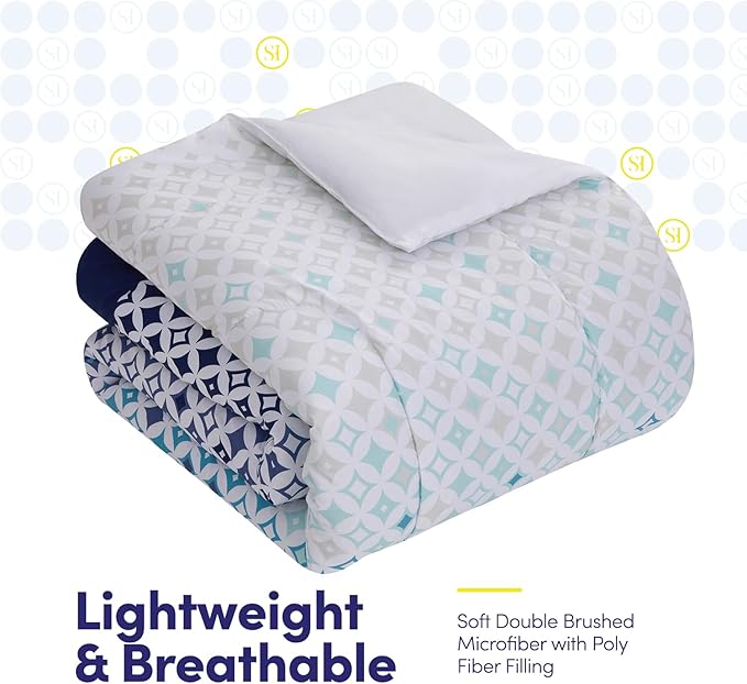 Sweet Home Collection 5 Piece Comforter Set Bag Solid Color All Season Soft Down Alternative Blanket & Luxurious Microfiber Bed Sheets, Genova, Twin