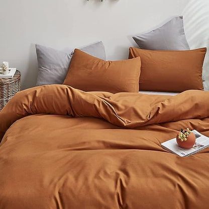 Pureant Pumpkin Comforter Set Full Burnt Orange Bedding Comforter Sets Cotton for Women Girls Solid Brown Terracotta Full Comforter Soft Rust Caramel Full Size Comforter Sets Dusty Pumpkin Quilts