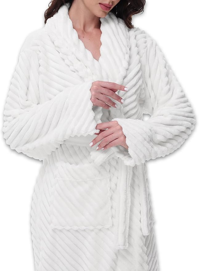 Yurhap Premium Robes for Women - Super Soft Cozy Fleece Womens Robe Plush Long Bathrobe