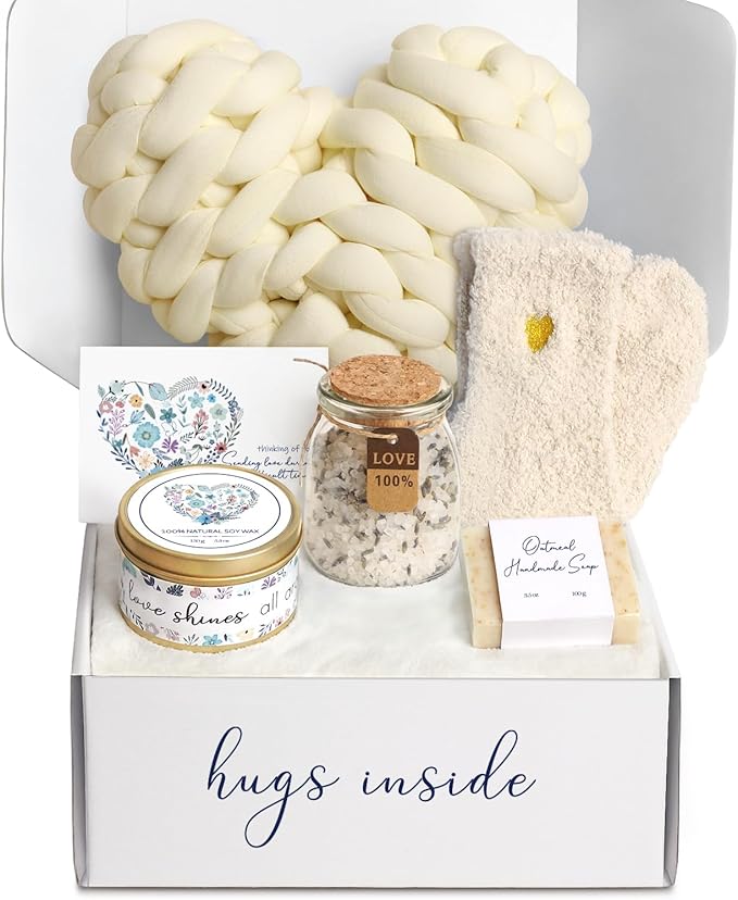 Sympathy Gift Baskets for Loss of Loved One Mother Father Husband Mom Dad, Memorial Condolences Bereavement Grief Gifts for Loss, Miscarriage Gifts for Mothers Women Care Package Box w/Ivory Pillow