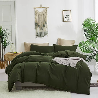 KAREVER Army Green Comforter Full Dark Green Bedding Set Olive Green Comforter Set Full Men Breathable Blanket Women Soft Full Size