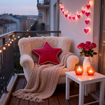 Star Pillow - Decorative Throw Pillows Floor Cushion Accent Pillow for Sofa Bed Couch Bedroom Red